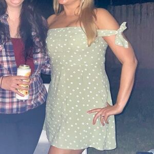 Capulet Revolve light Green Floral print strapless dress